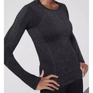 Athleta Top Womens Small Flurry Too Shine Seamless Base Layer Metallic Top NWOT